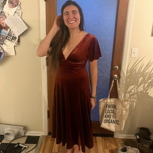 Lulu’s velvet long burgundy dress XS